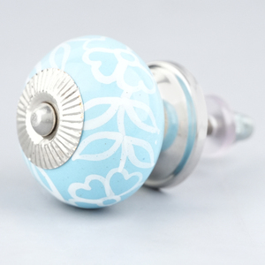 Boutons de commode en céramique faits à la main, turquoise et blanc, en forme de feuille, poignées de tiroir et de porte, vente en gros - Product Image 1
