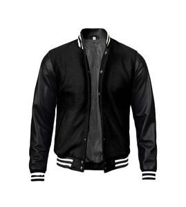 แจ็คเก็ตเบสบอลผู้ชายสไตล์วาร์ซิตี้แบบสตรีทแฟชั่น ผลิตตามสั่งแบบ OEM ขายส่ง แขนหนังผสมขนสัตว์ ปักโลโก้ - Product Image 3