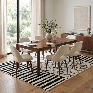 Black <b>Ivory</b> Geometric Wool <b>Rug</b> Eco-Friendly Non-Slip Hand Tufted Thick Pile Textured Diamond Vertical Stripe Area Carpet for - Product Image 3