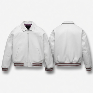 Custom applique leather bomber <b>jacket</b> designed for hip hop style made with <b>waterproof</b> breathable fabric suitable for winter wear - Product Image 3