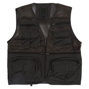 Nouvelle arrivée, veste de pêche pour homme, gilet de photographe, couleur noire, sans manches, fermeture éclair, avec plusieurs poches - Product Image 1