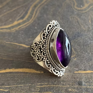 Anillo de Plata 925 de Primera Calidad con Amatista Natural, Anillo Moderno, Regalo para Cualquier Ocasión - Product Image 4