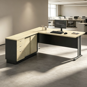 Modern Commercial L Shape <b>Office</b> Desk Storage Cabinet Chipboard Melamine Top Computer <b>Workstation</b> for Hospital AY <b>Office</b> System - Product Image 2