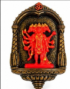 Handmade <b>Resin</b> Religious Wall Sculpture Framed Traditional Design Red <b>Figure</b> Decor Living Room Art Diwali - Product Image 2