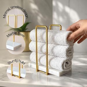 Portarrollos de Papel Metálico Moderno, Elegante Soporte con Asa de Metal Dorado, Hecho a Mano, Ecológico, Independiente, para Mesa de Comedor y Cocina - Product Image 3