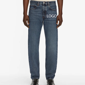 Pantalon bleu décontracté pour homme, style streetwear, couleur unie, avec logo personnalisé, pour un usage quotidien, coupe confortable, en coton respirant. - Product Image 1