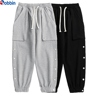 กางเกงวอร์มลำลองผู้ชายสไตล์ฮิปฮอปทรงโอเวอร์ไซส์ ผ้าเทอร์รี่เนื้อนุ่ม น้ำหนักเบา 100% ผ้าฝ้าย สำหรับฤดูใบไม้ร่วง มีกระเป๋าใหญ่ ทรงตรง สีพื้น - Product Image 1