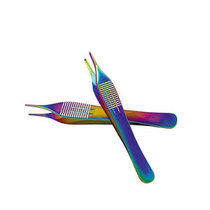 Juego de 2 Pinzas Adson de 4.75" (12cm) con Acabado de Titanio Arcoíris, Acero Inoxidable Alemán, para Trasplante Capilar Manual - Product Image 5