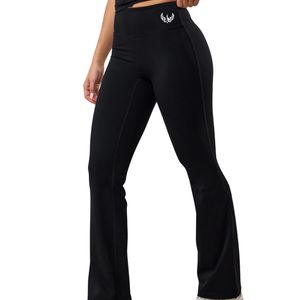 Women's Black <b>Flared</b> Yoga <b>Legging</b> High Waisted Stretch Fitness Pants Sculpting Workout Gymwear Activewear Fashion Wear - Product Image 1