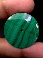 K Gems Batu Malachite Alami Potongan Datar Hijau Pelat Dial Jam Batu Permata Kustom Ketebalan 0.9mm Ukuran 31.50mm Lubang Tengah 2mm Rajasthan