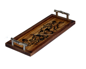 Bandeja de Servir Moderna Hecha a Mano de Alta Calidad Falak World Export, con Asa de Metal y Diseño de Madera, Apta para Lavavajillas y Microondas, para el Hogar - Product Image 5