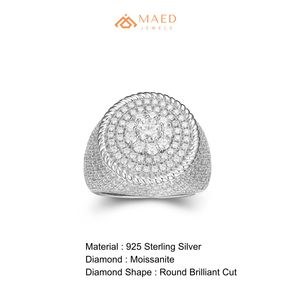 Moissanite <b>Ring</b> <b>Mens</b> Round Halo Signet <b>Ring</b> Iced Out Statement Jewelry Luxury Gift <b>for</b> Him Sparkling Premium Finish Fit - Product Image 6