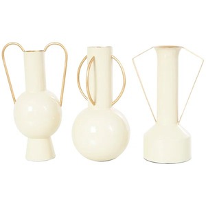 Ensemble de 3 vases à fleurs modernes en métal avec poignées double face, parfaits pour la décoration intérieure et une mise en scène esthétique, vente en gros depuis l'Inde - Product Image 5