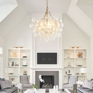 Lampadario a sospensione dorato da 20 pollici con paralume a globo in vetro trasparente, altezza regolabile per soggiorno e sala da pranzo - Product Image 1