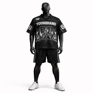 Ensemble de maillot et short de football américain personnalisé, uniforme sportif respirant, vêtements d'équipe personnalisés pour les entraînements et les matchs - Product Image 2