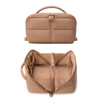 Sacs cosmétiques matelassés en nylon personnalisés avec logo brodé, sacs de maquillage pour femmes, pochettes de toilette de voyage matelassées avec poignée, vente en gros