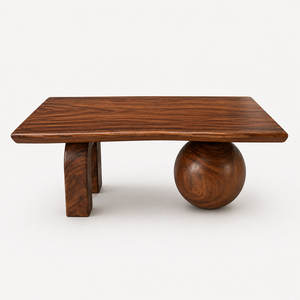 <b>Live</b> <b>Edge</b> Modern Coffee <b>Table</b> Contemporary Solid Wood Premium Unique Sphere Arch Leg Design Walnut Finish Luxury Home Furniture - Product Image 2