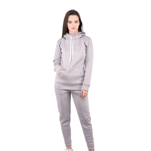 Ensemble de survêtement d'hiver pour femme, deux pièces, couleur unie, confortable, en mélange de coton, pour le sport, la gym, la course, le yoga, la mode quotidienne active - Product Image 1