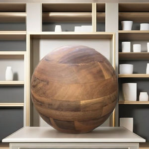 Round Wooden Cremation Urn Brown Memorial <b>Ashes</b> Vessel Customizable Decorative Funeral <b>Keepsake</b> <b>for</b> Human and Pet - Product Image 4