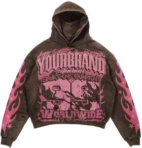 Sweat à capuche zippé streetwear personnalisé brodé unisexe 100% coton, coupe courte, surdimensionné, style vintage, pour fabricants - Product Image 1