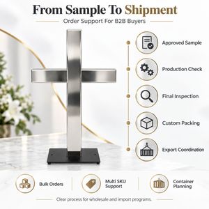 Croix funéraire moderne en acier inoxydable sur pied, design personnalisé, avec base métallique pour cimetière, <span class=keywords><strong>pierre</strong></span> <span class=keywords><strong>tombale</strong></span>, commémoration, vente en gros - Product Image 5