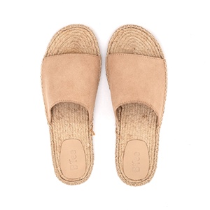 ODM/OEM Women's Goat Suede Open Toe Mules Casual Sandals <b>Slippers</b> Jute Vulcanized Sole Summer <b>Slip</b>-<b>On</b> Footwear Bangladesh - Product Image 1