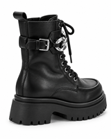 Bottes de combat classiques noires à bout rond, talon épais, fermeture éclair, en cuir véritable, antidérapantes, pour l'été et toutes les saisons, avec boucle décorative