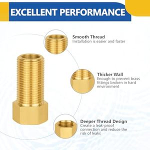 Raccord de tuyauterie long en laiton poli, adaptateur fileté BSP mâle-femelle 1/8" 1/4" 3/8" 1/2", haute pression flexible - Product Image 2