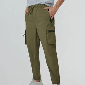 Custom Logo Men's Yale Green Canvas Lightweight Quick Dry Joggers Breathable Casual Classic Fit <b>Trousers</b> Side Pockets Drawstring - Product Image 6