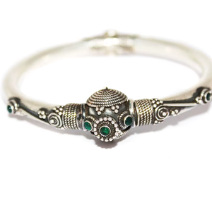 Antique Vintage Geometric Design Emerald Gemstone 925 <b>Solid</b> Sterling <b>Silver</b> Oxidized Cuff <b>Bracelets</b> Jewelry for Wholesaler - Product Image 6