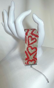 Pulsera de cuentas hecha a mano con patrón geométrico rojo y plateado, estilo de lujo, artesanía exquisita - Product Image 6