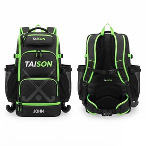 Bolsa de Hockey sobre Césped TAISON SPORTS Premium 600D PU 300 GSM 30-40L, Negra y Verde, con Logotipo Personalizado por Transferencia Térmica, Múltiples Bolsillos - Product Image 1