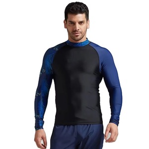 Maillots et hauts de protection anti-UV respirants à séchage rapide en polyester/nylon de couleur unie, personnalisés OEM, unisexes, pour la natation et le MMA - Product Image 5