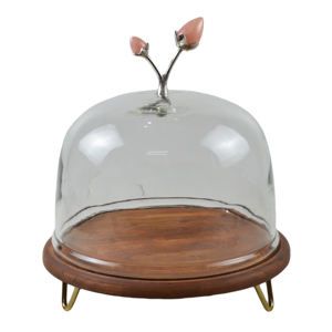 Dôme à gâteau en métal et verre, design martelé, avec poignée métallique plaquée or, décoration de fête d'anniversaire, support à gâteau, best-seller - Product Image 2