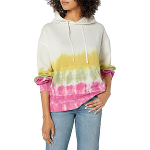 Women's Tie Dye Hoodie Drop Shoulder <b>Fleece</b> Sweatshirts <b>Jumper</b> Hood With Front Kangaroo Pocket New Style Pullover Hoodies - Product Image 1