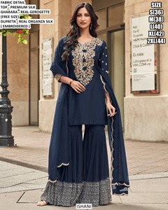 Kurta Tradicional de Fiesta Ziva en Seda Negra - Product Image 1