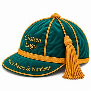 Casquettes d'honneur en velours personnalisées avec broderie et logo sur mesure, avec passepoil doré, casquettes de présentation style Angleterre, casquettes d'honneur en velours pour matchs - Product Image 3