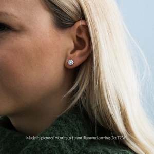 ต่างหูแบบคลาสสิคทรงกลมประดับเพชรเลี้ยงในห้องปฏิบัติการ 0.5 กะรัต ดีไซน์เหนือกาลเวลา ทำจากทอง 9K 18K สีเหลือง ขาว ชมพู และแพลตตินัม - Product Image 2