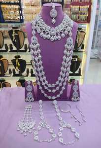 Elegant High Quality SILVER Plated Bridal Engagement Wedding Anniversary Party Gift Ethnic Fashion Rhodium Plated Jewelry <b>Set</b> - Product Image 4