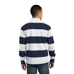 Factory Direct Men's Striped Rugby Shirts Breathable Cotton Polyester Men's Sportswear Rugby Jersey With Custom Brand Logo - Product Image 4
