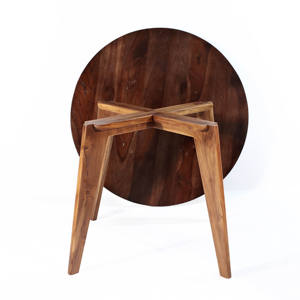 Table à manger ronde en bois de style moderne du milieu du siècle avec pieds coniques, table basse circulaire en bois massif pour salon et bureau - Product Image 2