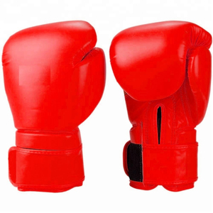 Red PU Leather <b>Waterproof</b> Boxing Gloves with for Wrist Closure for Adults Martial Arts Training by Dawnforce Fight Gear - Product Image 1