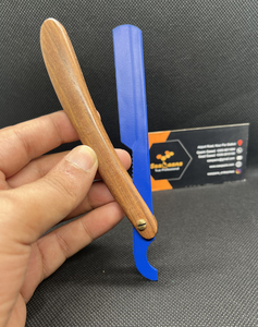 Premium Quality Wooden Straight Edge Razor for Men Single <b>Blade</b> Stainless Steel Manual Face/<b>Barber</b> Shaving Customized Color Logo - Product Image 5