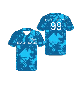 Maillot de baseball personnalisé sublimé, motif géométrique bleu, entièrement boutonné, uniforme d'équipe, léger, respirant, vêtements de sport - Product Image 1