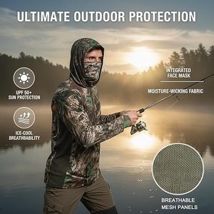 Men's <b>Camo</b> Hoodie Hunting Shirts with Separate Mask UPF 50+ Long Sleeve Fishing Sweatshirt Camp - Product Image 4