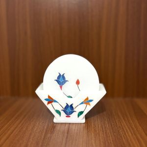 White Marble <b>Coaster</b> <b>Set</b> of 6 with Holder Decoration & Accessories Marble Tea <b>Coaster</b> for Office Table from Indian Supplier - Product Image 3