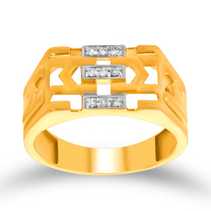 Lustrous Diamond <b>Men's</b> <b>Ring</b> Luxury Gold <b>Ring</b> <b>for</b> <b>Men</b> Pave Diamond Accents with Modern Lattice - Product Image 1