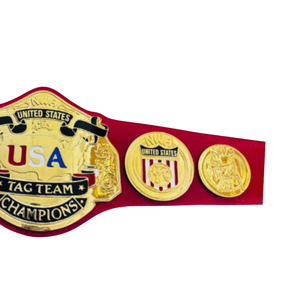 Cinturón de Campeonato de Lucha Libre en Parejas de EE. UU., Cinturón de Título de Lucha Libre Personalizado de Alta Calidad para Coleccionistas, Diseño Rojo Exclusivo - Product Image 3