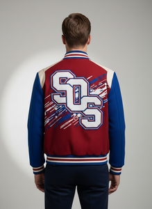 Chaqueta Varsity Personalizada Premium para Hombre - Roja, Azul Rey y Lana Color Piel - Product Image 5