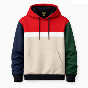 Sudadera con Capucha para Hombre, Diseño Color Block, Corte Regular, Mezcla de Algodón y Poliéster, Felpa Francesa, Ropa Casual de Invierno, con Bolsillos - Product Image 1